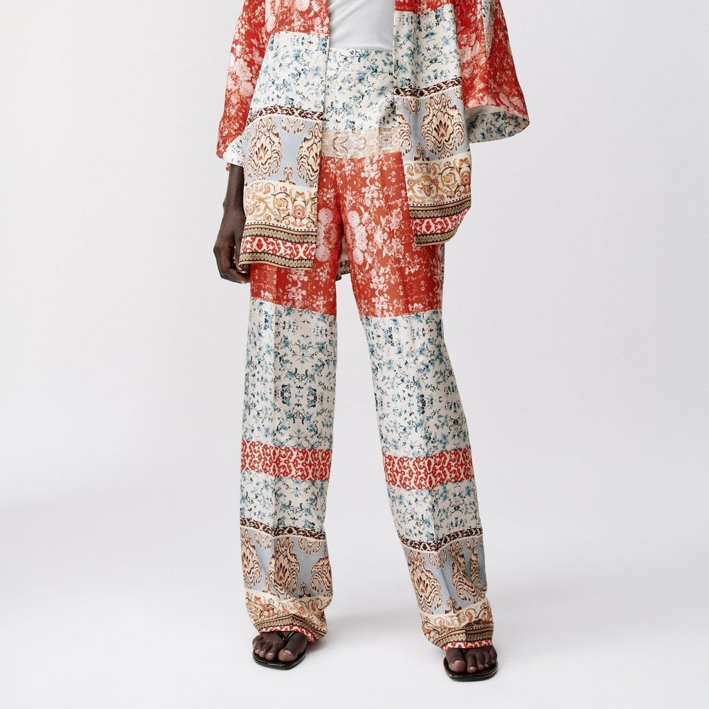 NWT ZARA FLOWY PRINTED PANTS XS 7845/152